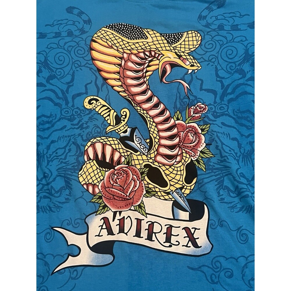 AVIREX Vintage Studded Cobra T-Shirt Y2K Hip Hop Rap Ed Hardy Style NWT Large